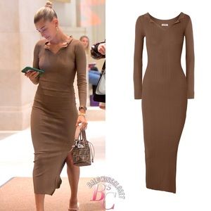 Toteme Arezzo Knit Dress with Collar in Black (ASO Hailey Bieber) NWT